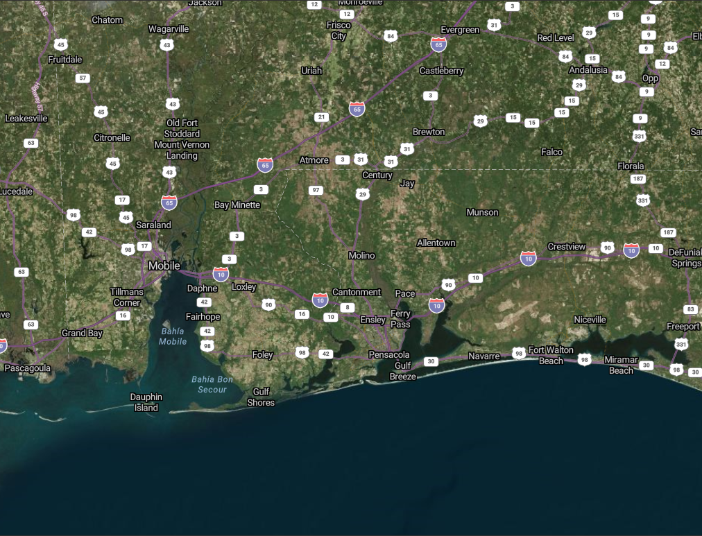 Our Service Area We are proudly based in Pensacola, Florida, and are dedicated to providing high-quality construction services to the surrounding region. Our team is fully mobile and prepared to handle projects throughout the Gulf Coast corridor, including: Our Home Base: Serving the entire Pensacola area. Western Reach: Extending services as far west as Mobile, Alabama. Eastern Reach: Covering projects as far east as Panama City, Florida. We are committed to bringing our expertise directly to your location within these boundaries. You can visualize our operational range in the reference map provided below Contact us today to discuss your project requirements and get started!